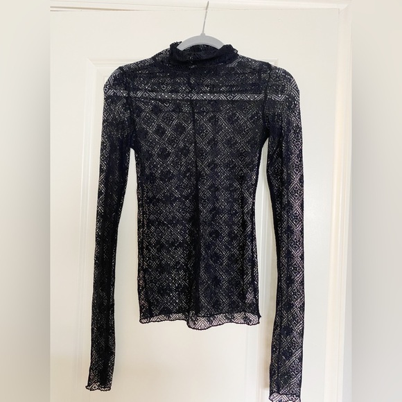 Free People Tops - Black, mesh Free People long sleeve! Worn once!
